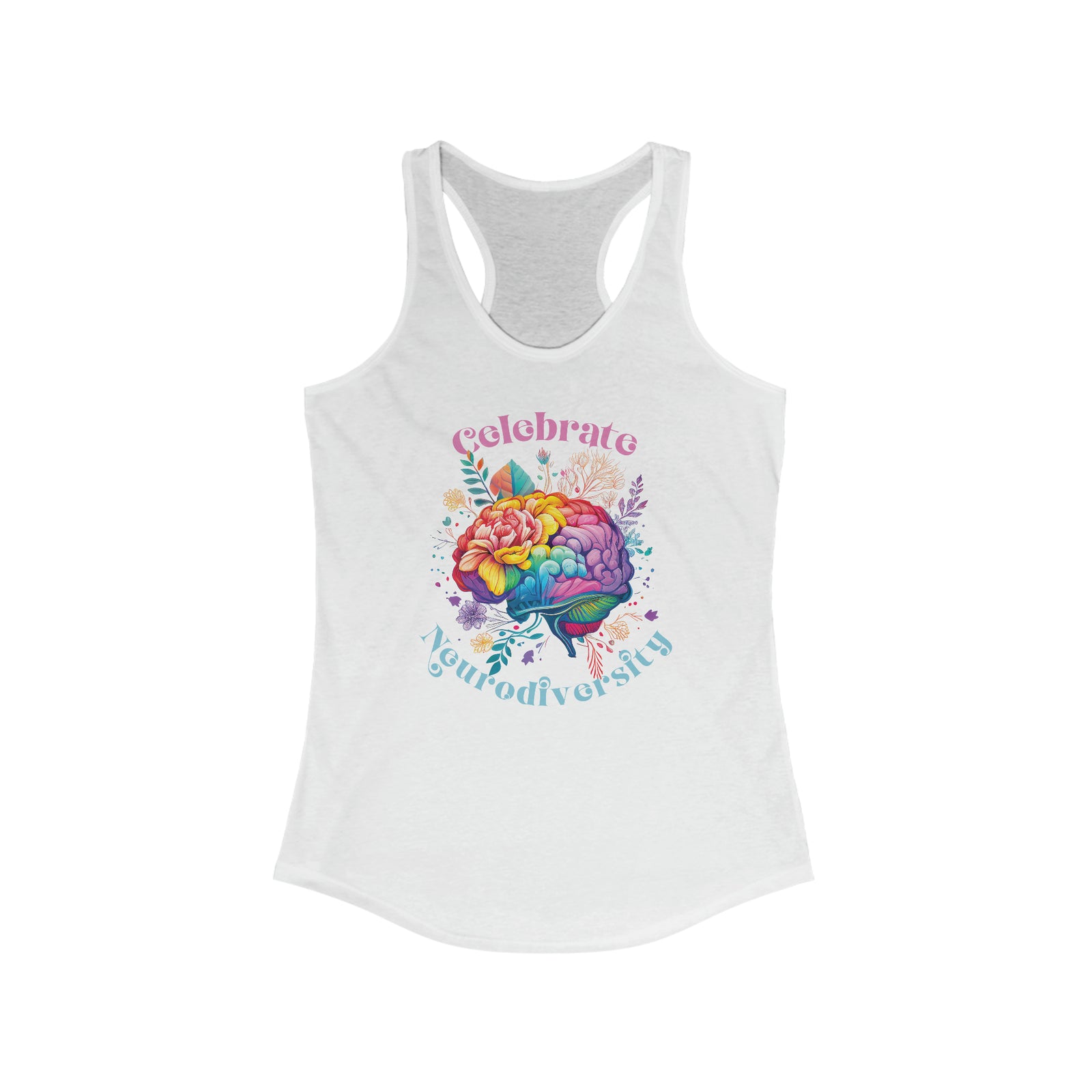 Celebrate Neurodiversity Shirt | Autism Shirt | Autism Awareness Shirt | Inclusion Shirt | Brain Art | Super Soft Tshirt | Women's Slim Fit Racerback Tank Top
