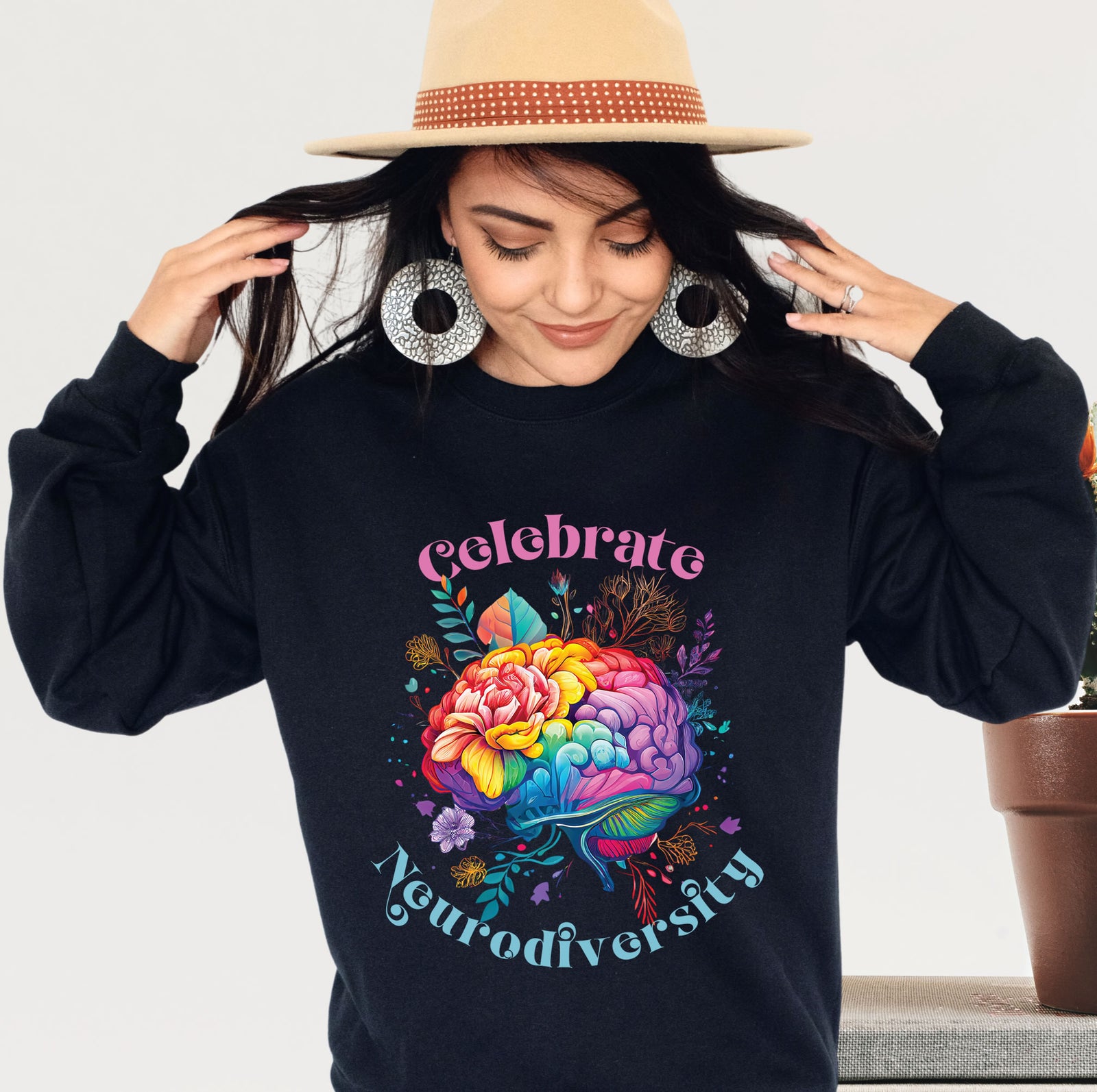 Celebrate Neurodiversity Shirt | Autism Shirt | Autism Awareness Shirt | Inclusion Shirt | Brain Art | Unisex Crewneck Sweatshirt