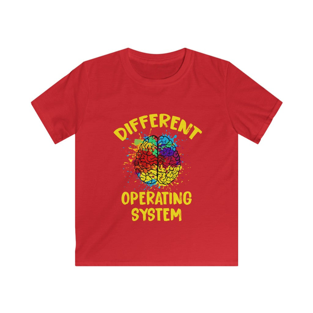 Different Autism Brain Awareness Shirt | Different Operating System | Kids Softstyle Tee