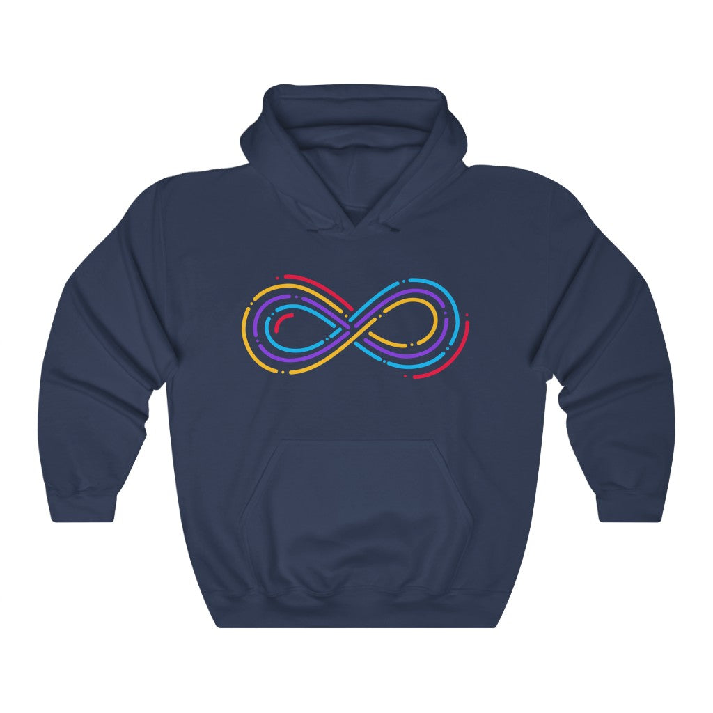 Rainbow Infinity Symbol Autism Shirt | Neurodiversity Autism Movement | Unisex Heavy Blend™ Hooded Sweatshirt