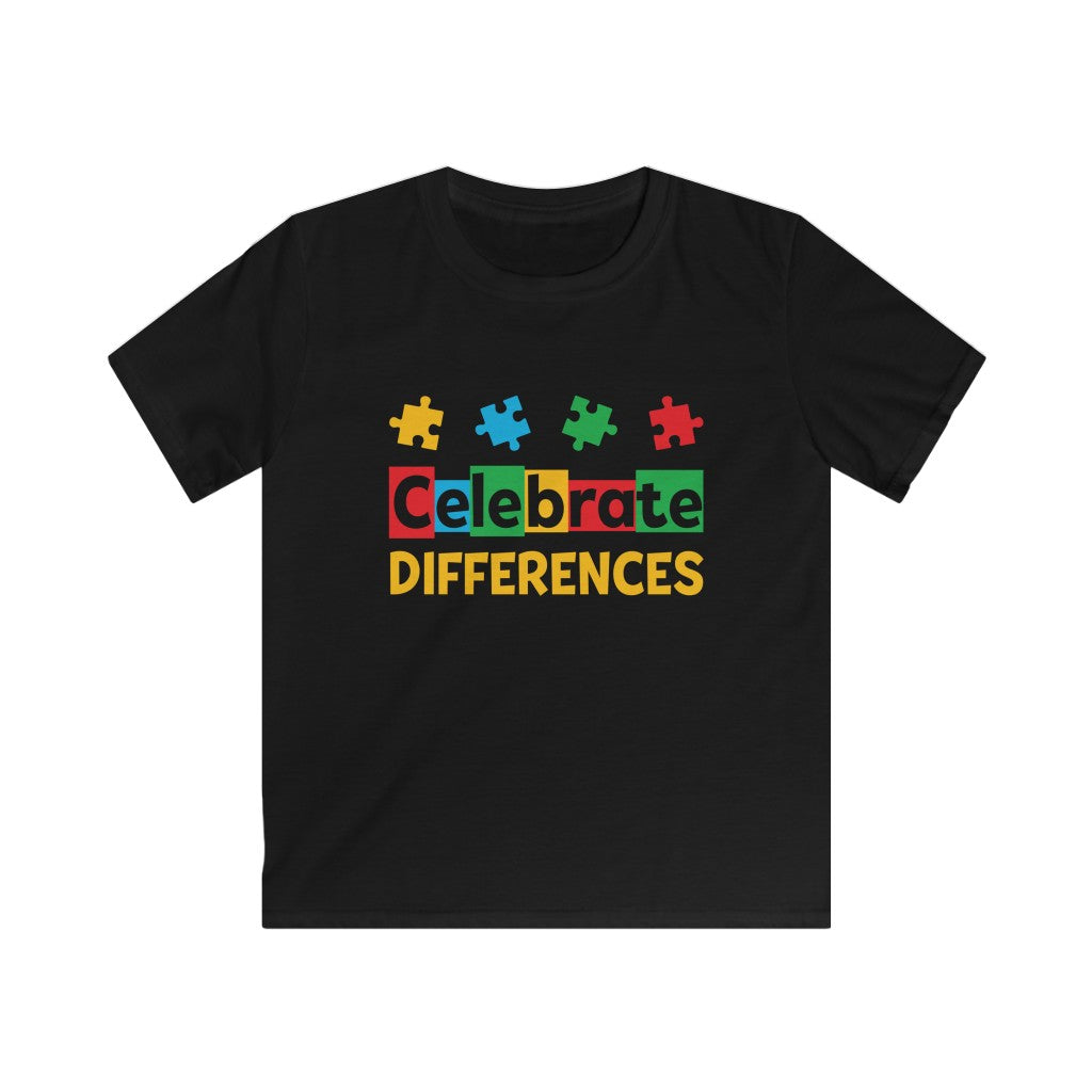 Celebrate Differences Autism Awareness Shirt | Kids Softstyle Tee
