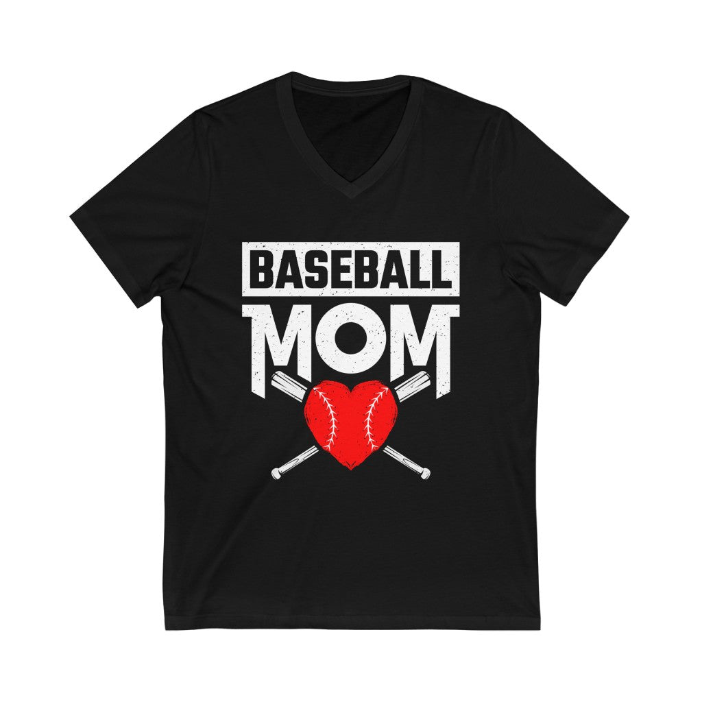 Baseball Mom Heart Aesthetic Shirt | Mothers Day Mom Gift | Unisex V-neck T-shirt